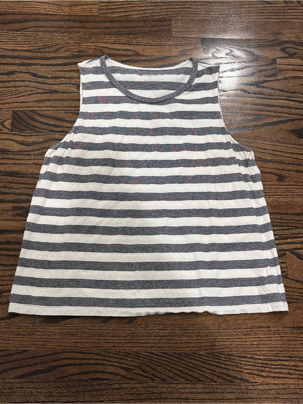 Talbots Striped White and Navy Tank Top